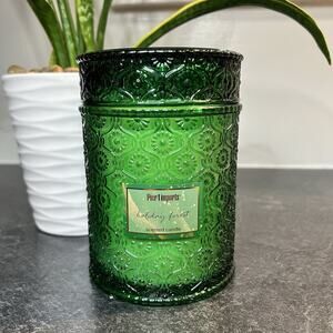 Pier 1 HOLIDAY FOREST Single Wick Scented Candle Green Decorative Glass Jar 19oz